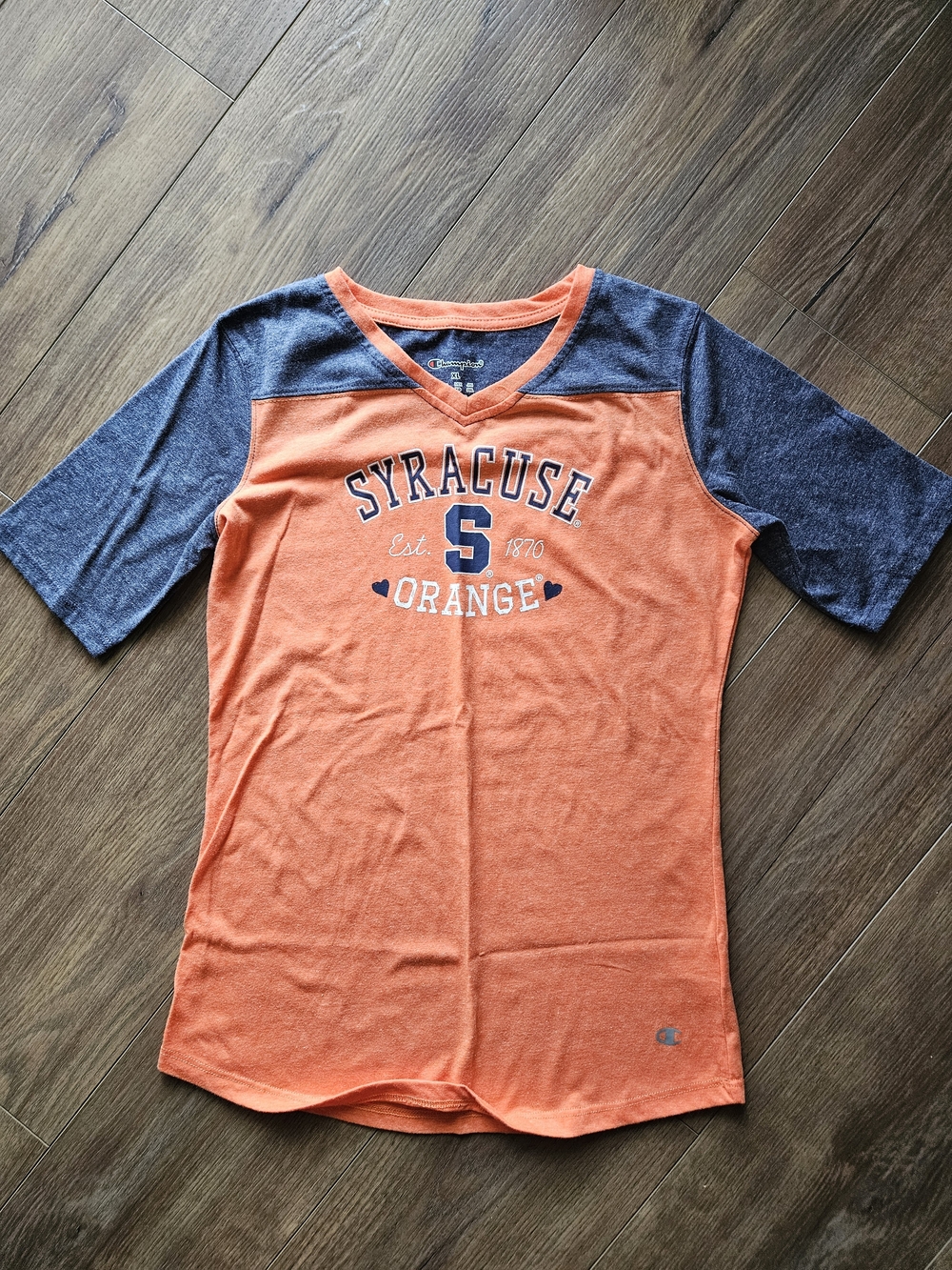 Girls sz XL Syracuse Orange V-Neck Colorblock Tee
